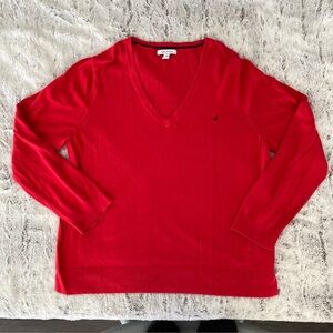 Like New Nautica Bright Red V-Neck Sweater